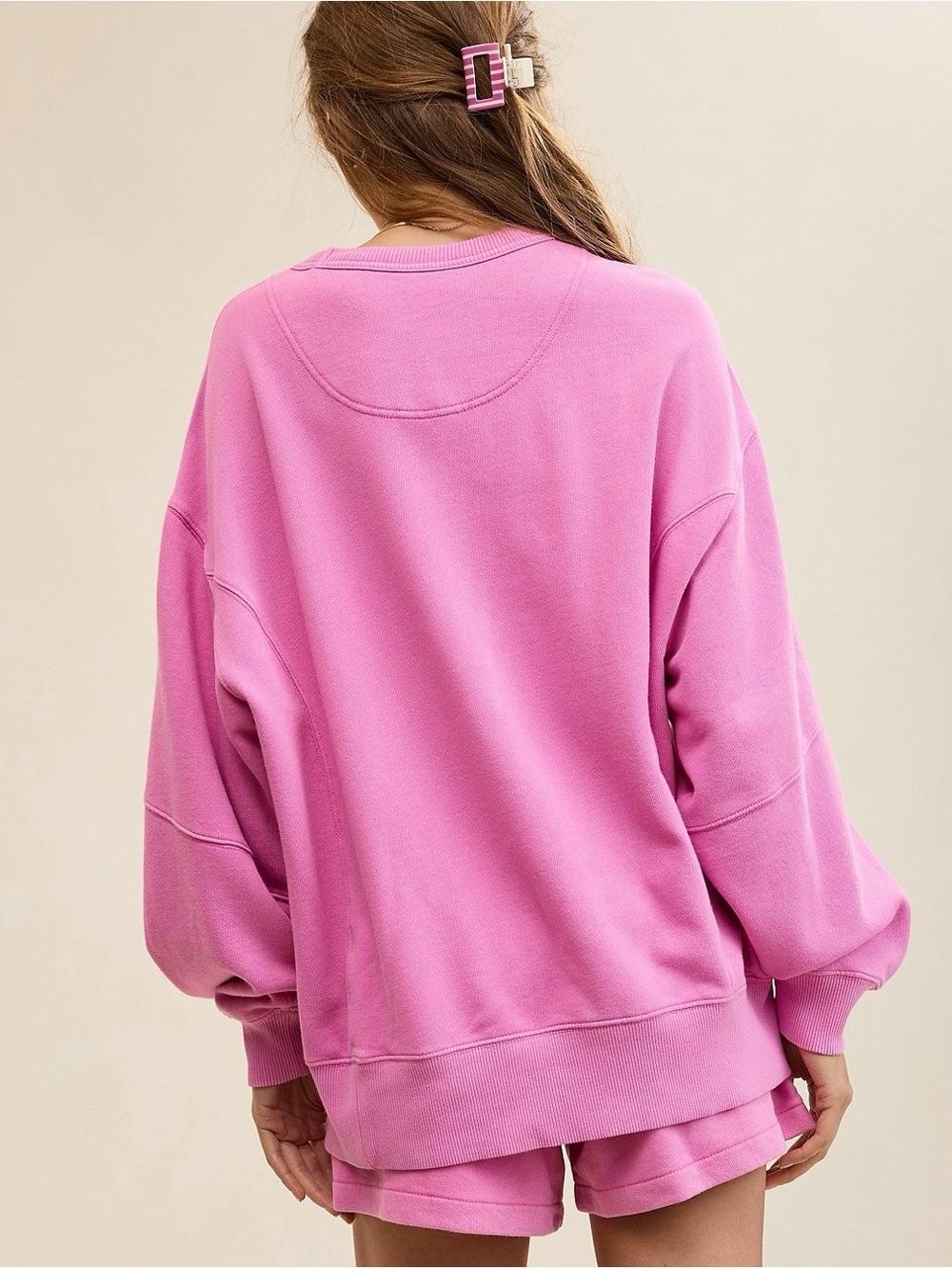 aerie GO-TO sweatshirt in Hot Fuchsia BIN#17 - Picture 2 of 5